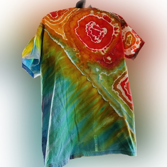 100% cotton handmade tie-dye shirt geode pattern rainbow for like medium - Picture 2 of 3